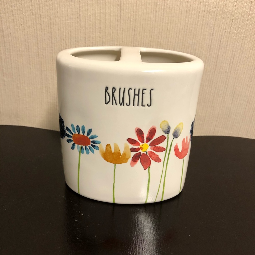 Rae Dunn “BRUSHES” Floral Toothbrush Holder